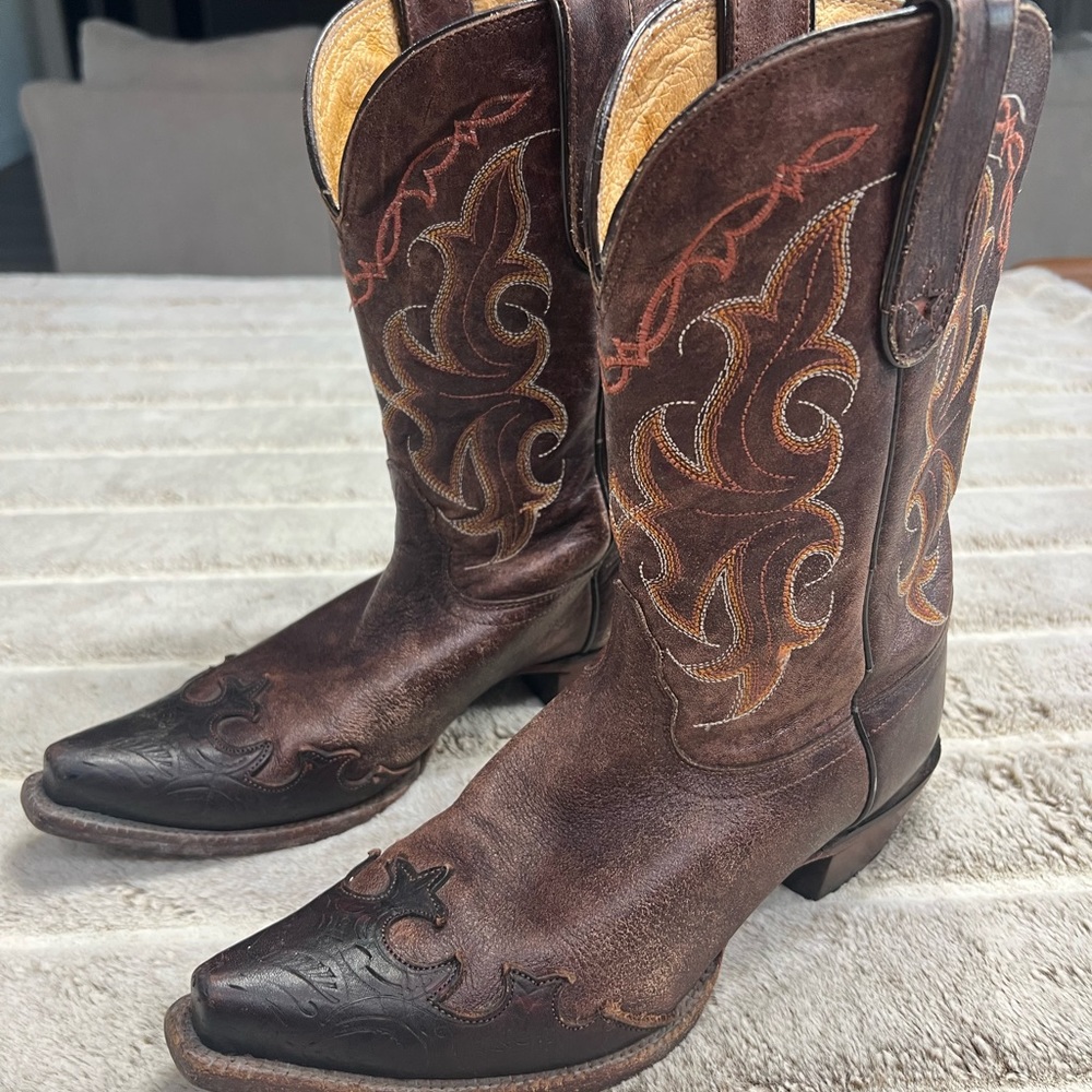 Tony Lama Dark Brown Western Heeled Boots